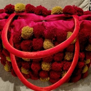 Jpa-Nima Bag Furry Balls on the Outside and Satin Inside